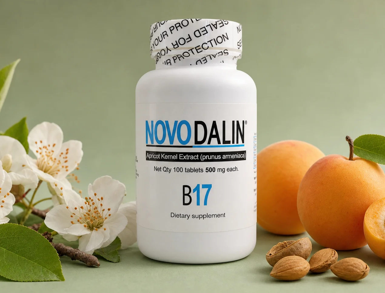 Bottle of Novodalin Tablets with apricots and kernels