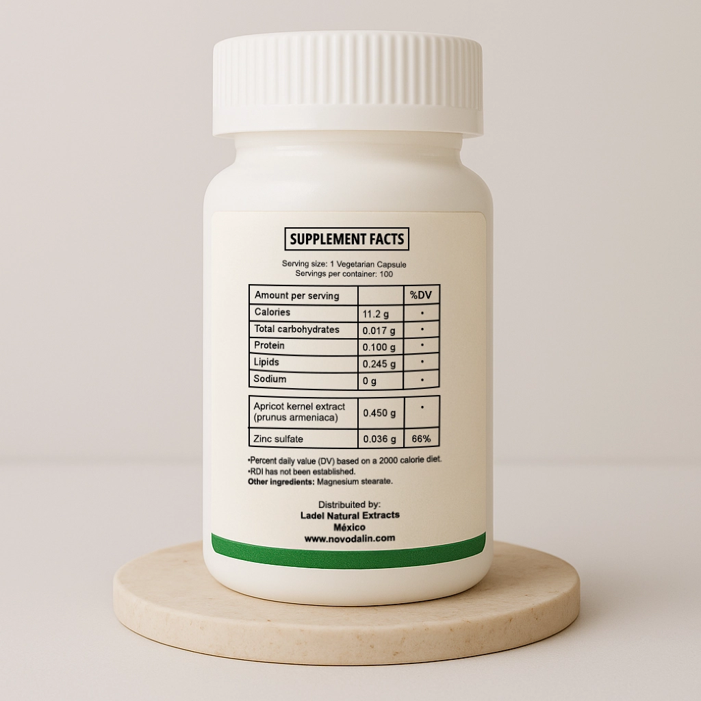 Vitamin B17 + Zinc Capsules supplement facts panel
