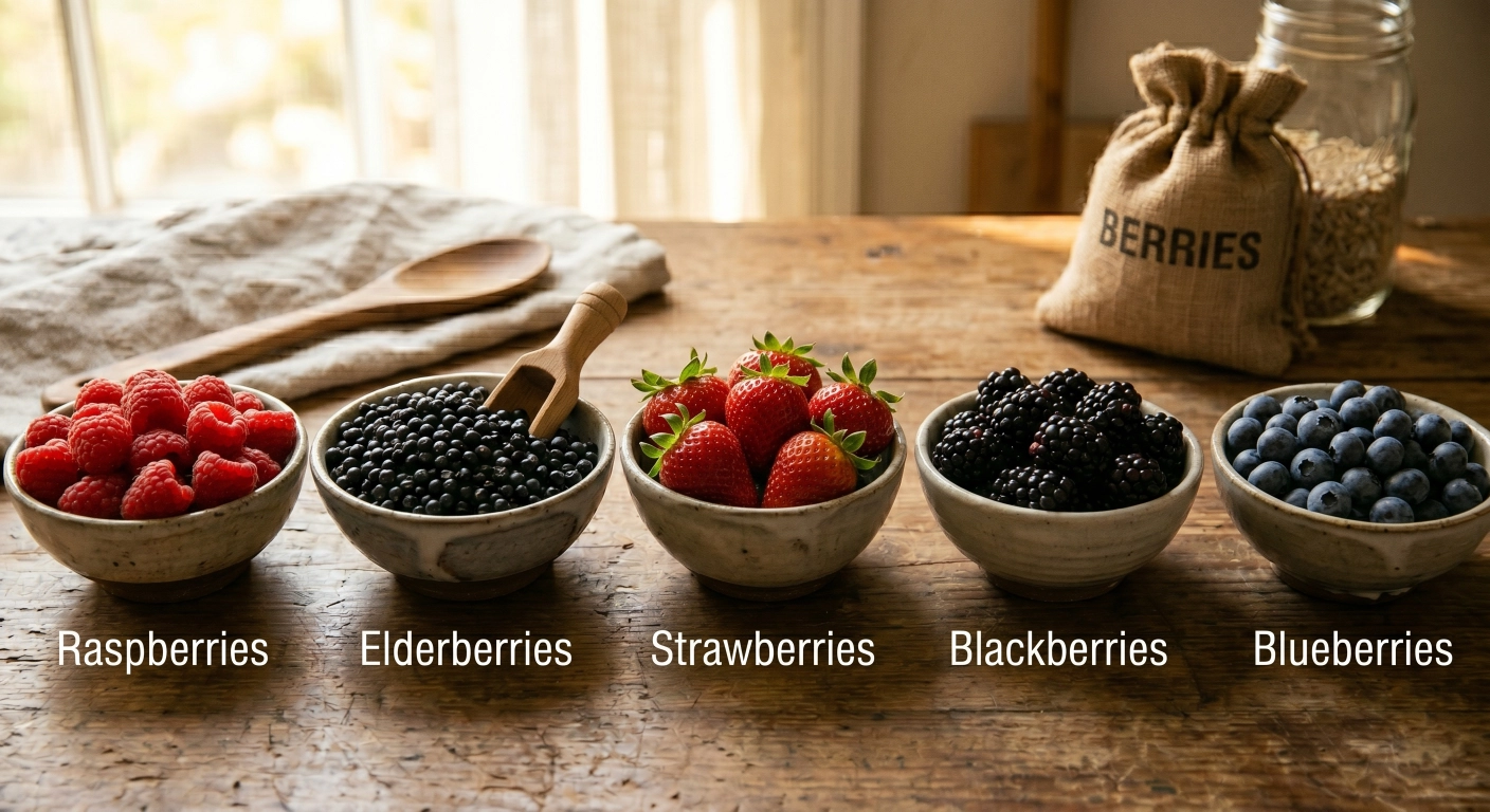 Berries rich in antioxidants and vitamin B17