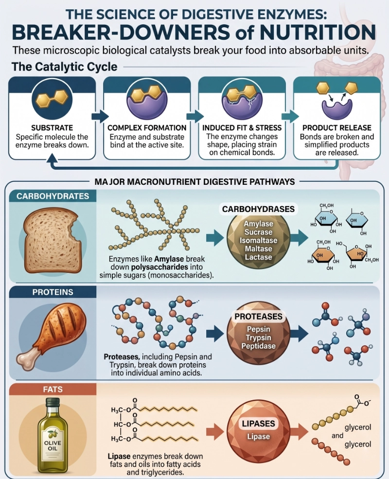 infographic of how digestive enzymes work