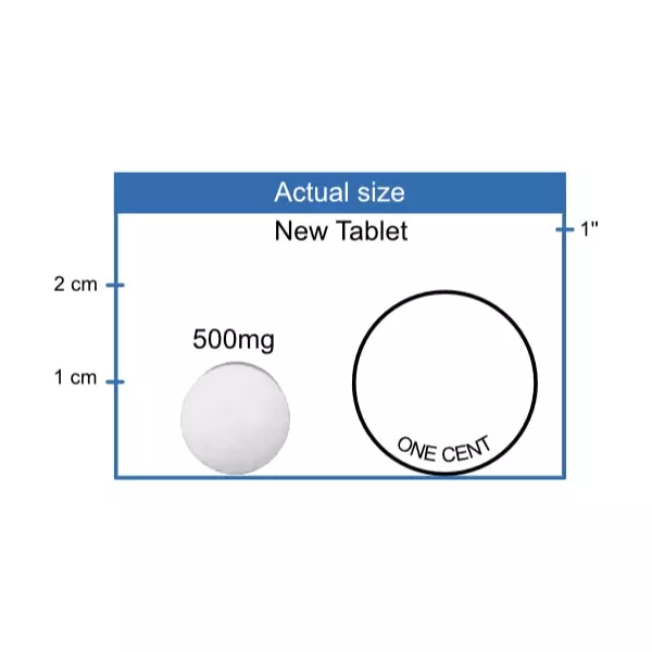 B17 500mg  tablet size