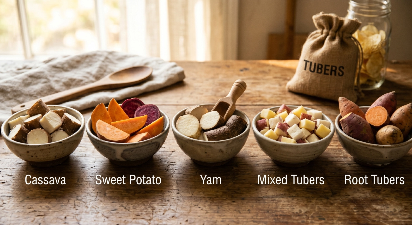 Tubers such as cassava and sweet potatoes