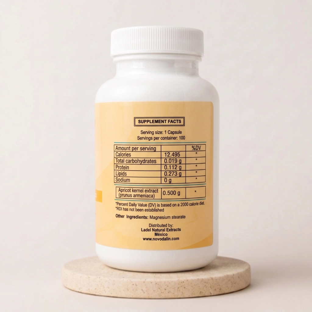 Vitamin B17 500mg Capsules supplement facts panel