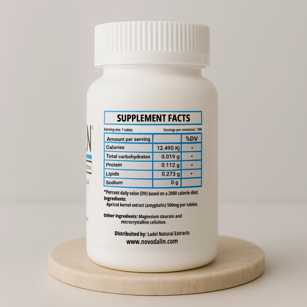 Vitamin B17 500mg Tablets supplement facts panel